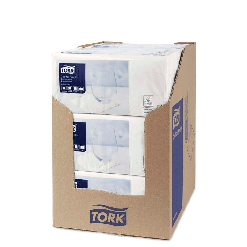 Kaffeservietter, Tork, Advanced, 1/4-fold, 2 lag, hvid, 240mmx240mm, karton a 2400 stk, FSC Mix Credit