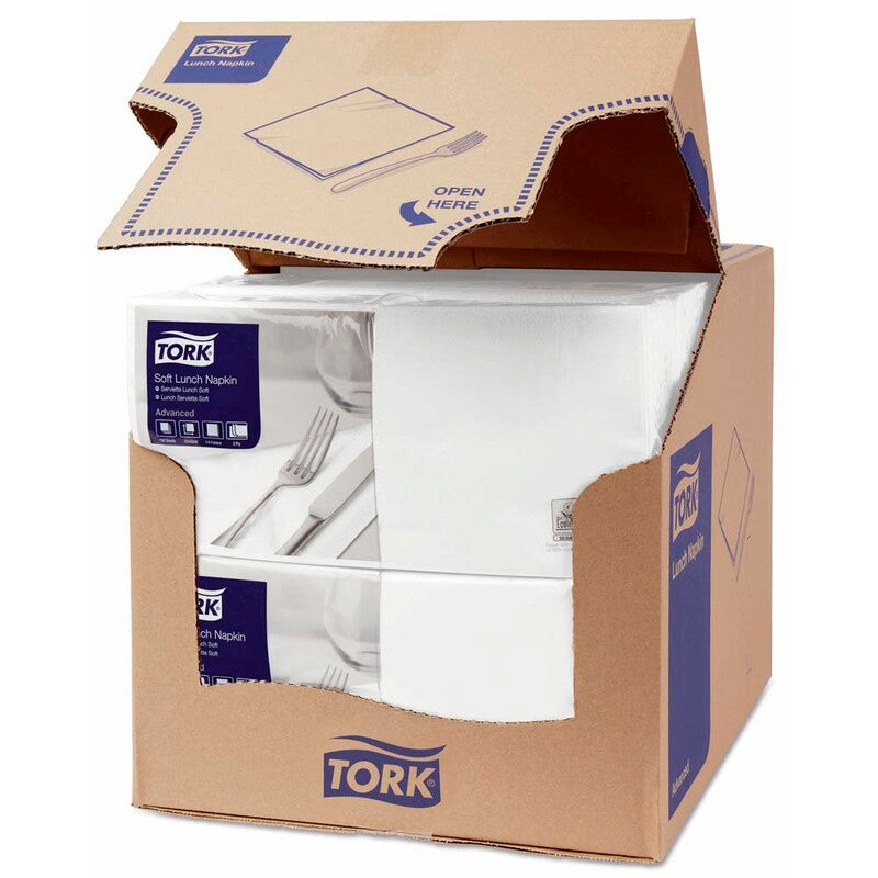 Frokostservietter, Tork, Advanced, 1/4-fold, 3 lag, hvid, 330mmx330mm, karton a 1500 stk, FSC Mix Credit