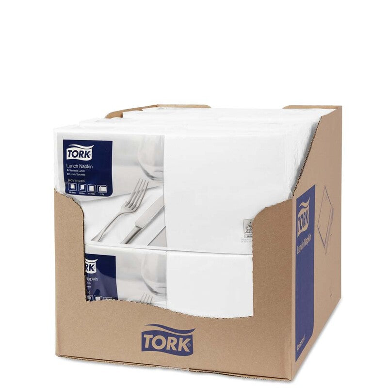Frokostservietter, Tork, Advanced, 1/4-fold, 2 lag, hvid, 330mmx330mm, karton a 2000 stk, FSC Mix Credit