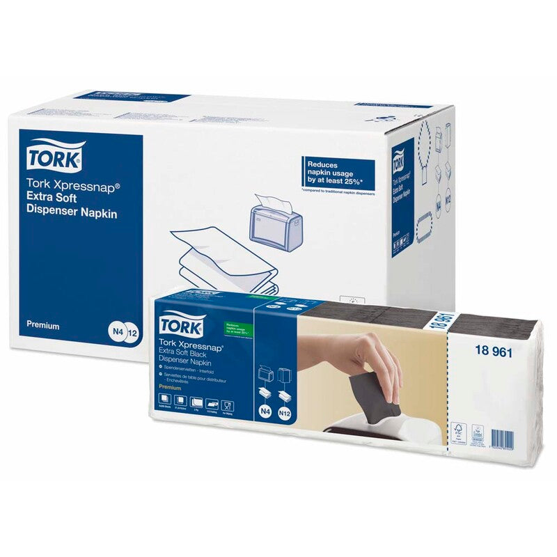 Servietter til dispenser, Tork, N4, 2-fold Premium, sort, 165mmx213mm, pakke a 8000 stk, FSC Mix Credit