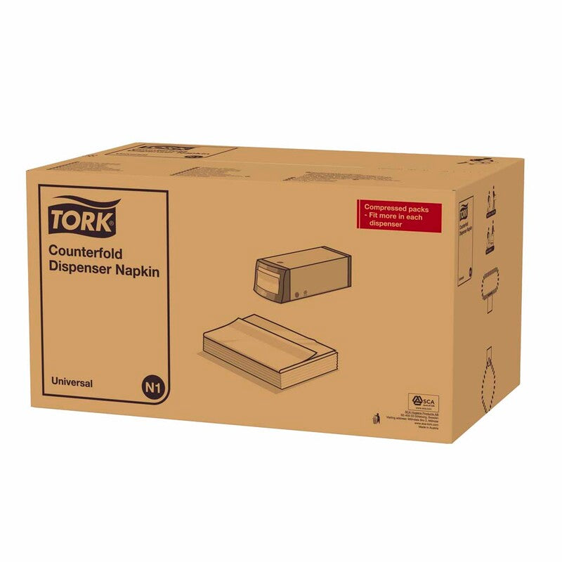 Servietter til dispenser, Tork, Universal, 2-fold Novafold Universal, 1 lag, hvid, 310mmx320mm, pakke med 7200 stk, FSC Mix Credit