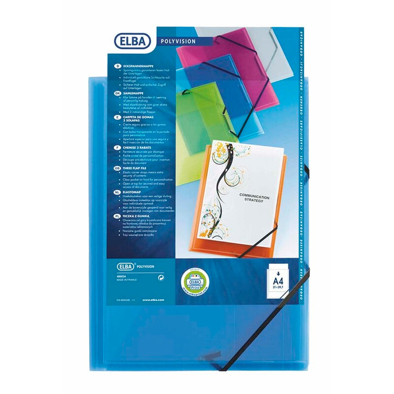 Plastmappe, Elba, blå, 210x297mm, plastik, 12 Units