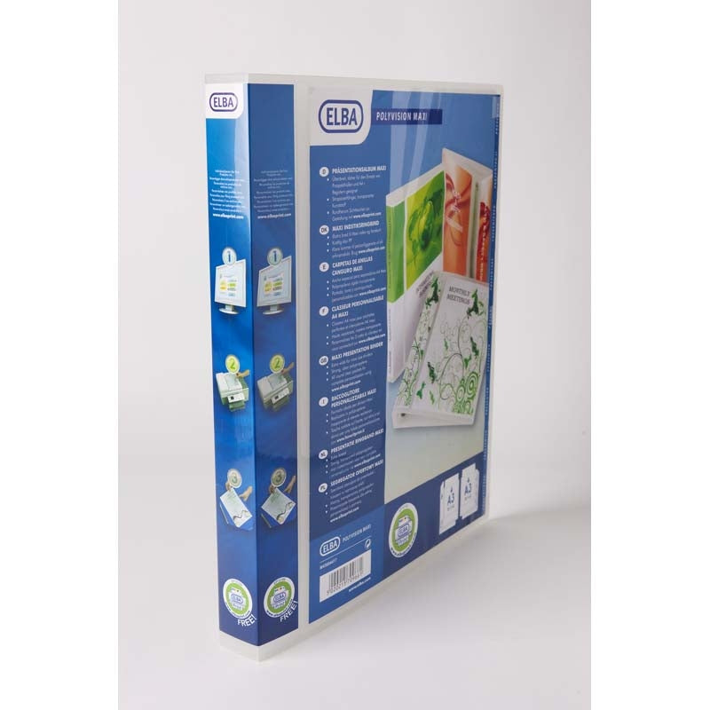 Indstiksringbing, Oxford Maxivision, transparent, HØJ FORMAT, 30mm, 297x420mm, antal ringe: 4, 5 Units