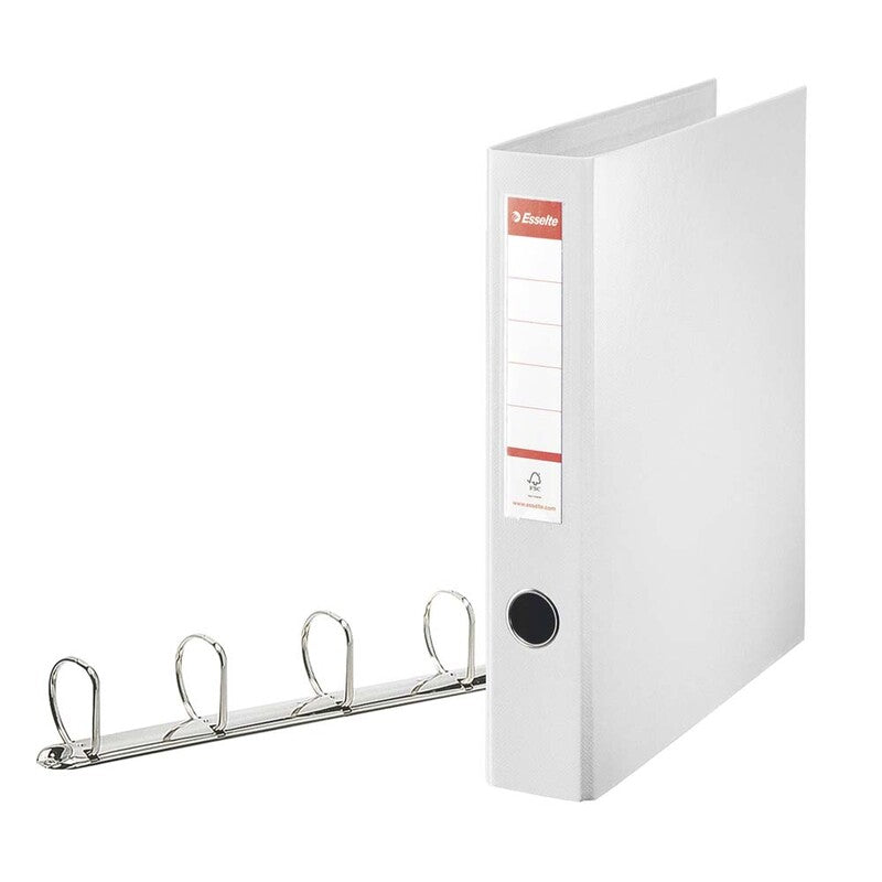 Ringordner, Esselte, hvid, 40mm, 210x297mm, antal ringe: 4, PP, FSC Recycled Credit, 12 Units