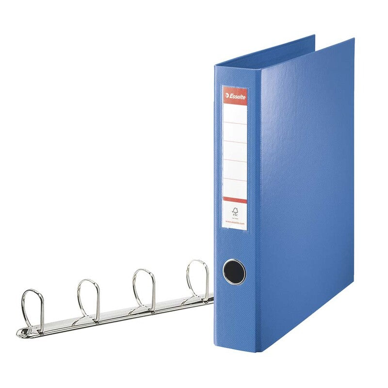 Ringordner, Esselte, blå, 40mm, 210x297mm, antal ringe: 4, PP, FSC Recycled Credit, 10 Units
