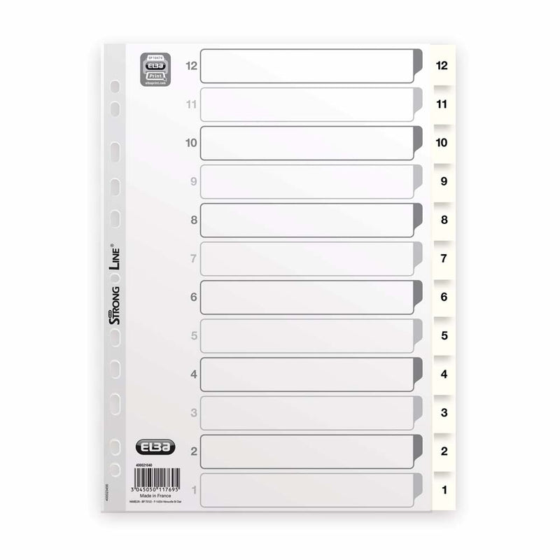 Register, Elba, A4,210x297mm, 12-1, hvid, kasse a 20 sæt