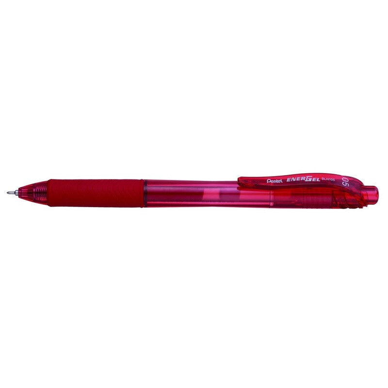 Gelpen, Pentel EnerGel, BLN105, 0,25MM, rød, Units 12