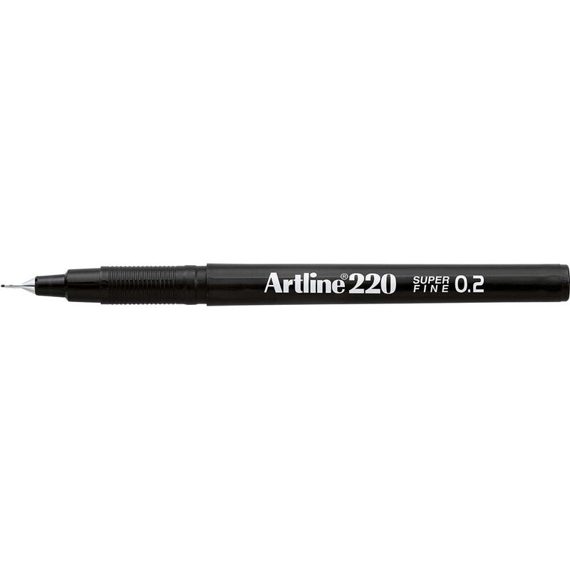 Fineliner, Artline, EK220, 0,2MM, sort, 12 Units