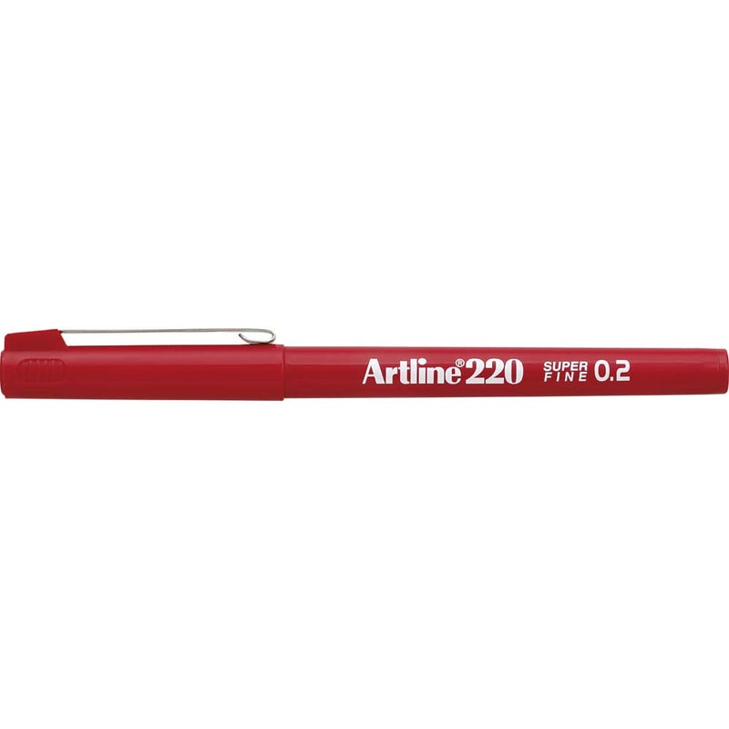 Fineliner, Artline, EK220, 0,2MM, rød, 12 Units