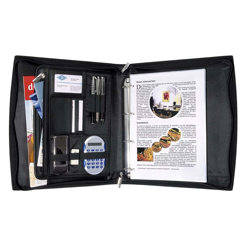 Konferencemappe, Wedo, sort, 210x297mm, antal ringe: 4