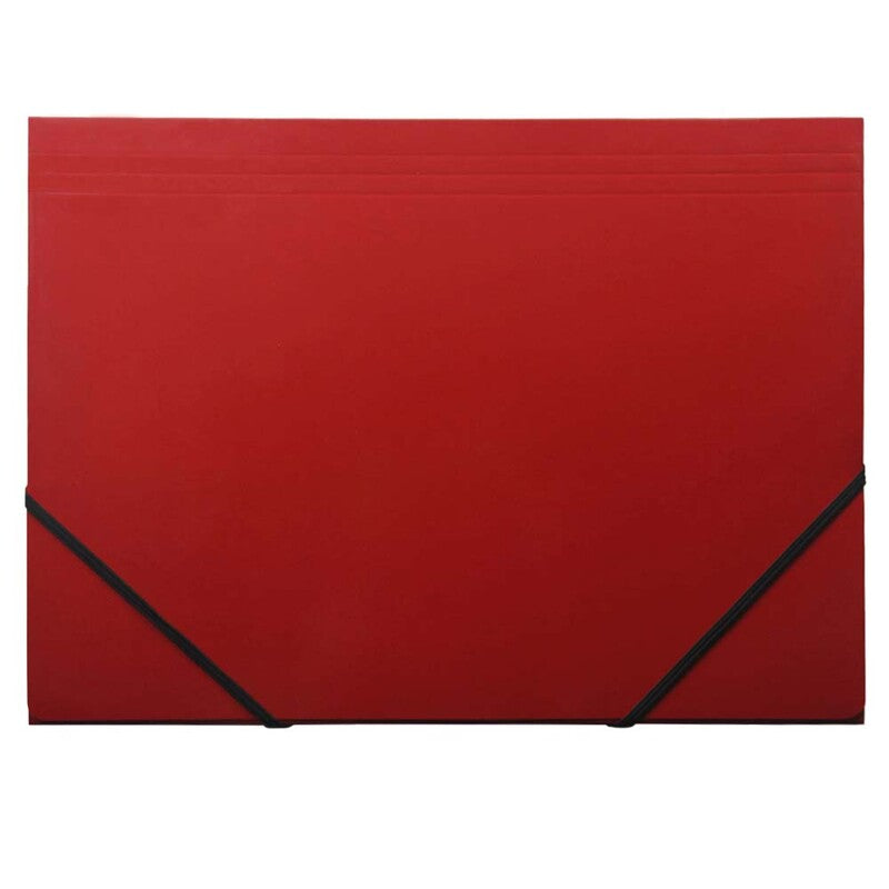 Elastikmappe, Q-Line DKF, rød, M/3 KLAPPER, 210x297mm, Karton/elastik, 10 Units