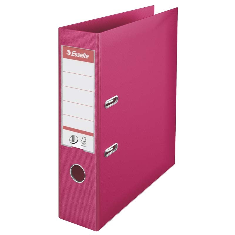 Brevordner, Esselte, pink, 75mm, 210x297mm, antal ringe: 2, FSC Mix 70%, 10 Units