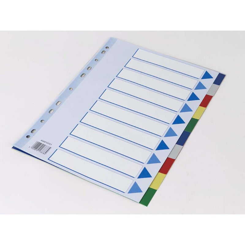 Faneblad, Q-Line, A4,210x297mm, 10-delt, assorteret, kasse a 20 sæt