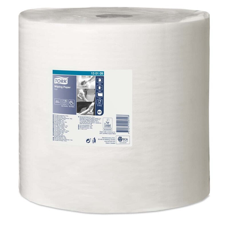 Industriaftøring rulle, Tork, W1, standard, 1 lag, hvid, 340mm x 1180.00m, FSC Mix Credit