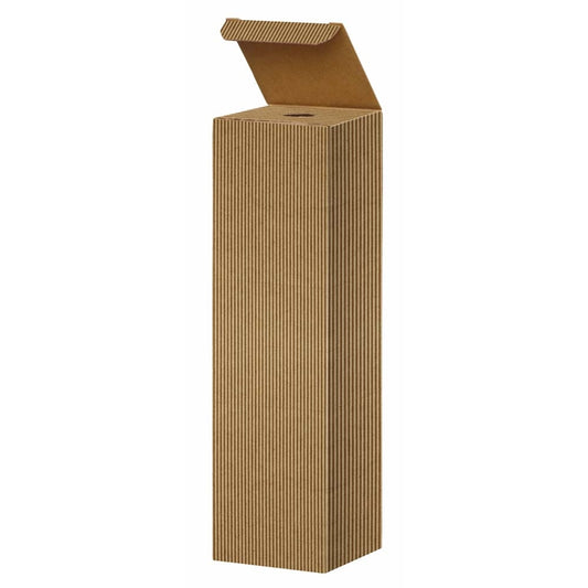 Gaveæske til vin, udvendig dim: 90 x 90, x 340 mm, indre dim: 90 x 90 x 330 mm, 1-lags,B-flute, særligt design, brun, 1 fl., pakke a 20 stk, Canvas surface