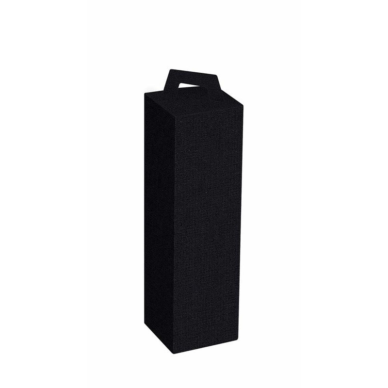 Gaveæske til vin, udvendig dim: 90 x 90, x 330 mm, indre dim: 90 x 90 x 330 mm, 1-lags,B-flute, særligt design, med håndtag, sort, 1 fl., pakke a 50 stk