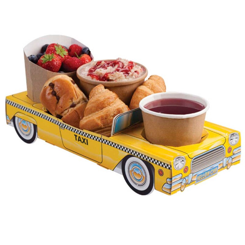 Pommes frites bakke, 295x120x55mm, Pap, gul, Yellow taxi cab, pakke a 250 stk