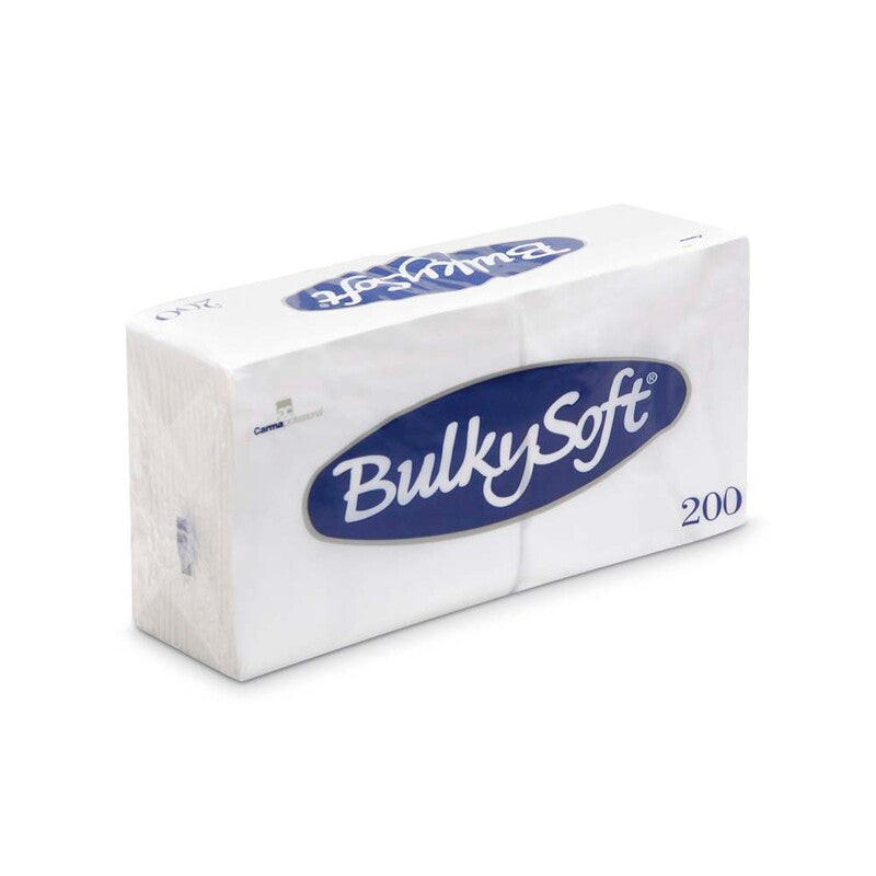 Frokostservietter, BulkySoft, 1/4-fold, 1 lag, hvid, 330mmx330mm, 19g/m2, pakke a 200 stk