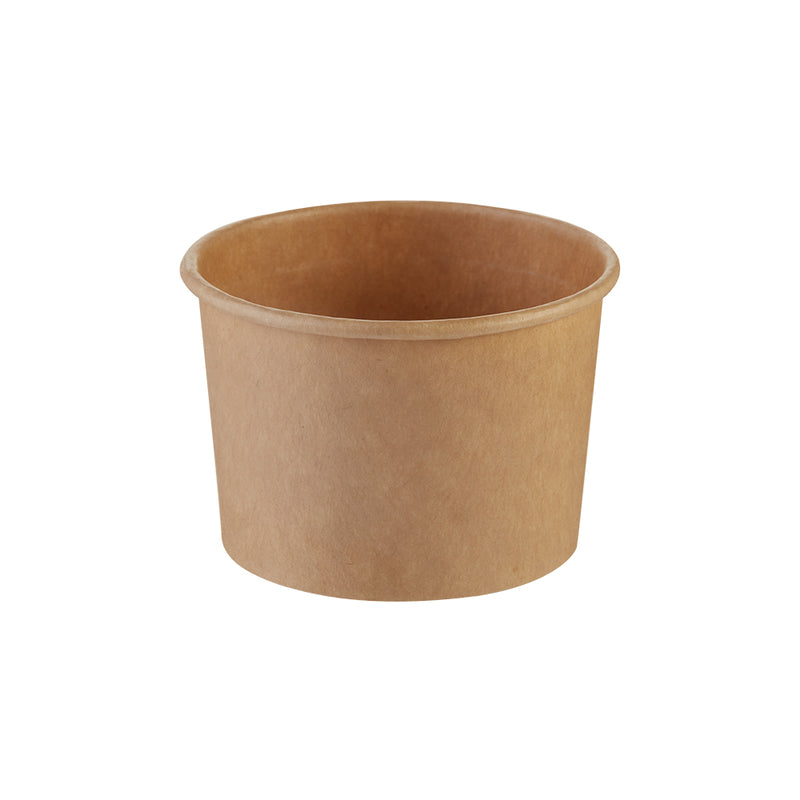 Pap container, 250 ml, Rund, Ø 96, højde 80, Kraft, brun, 8 oz, karton a 800 stk, Fødevaregodkendt