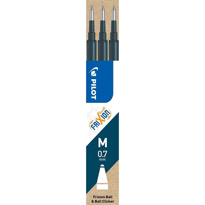 Refill, Pilot Frixion, CLICKER, 0,7MM, sort blå