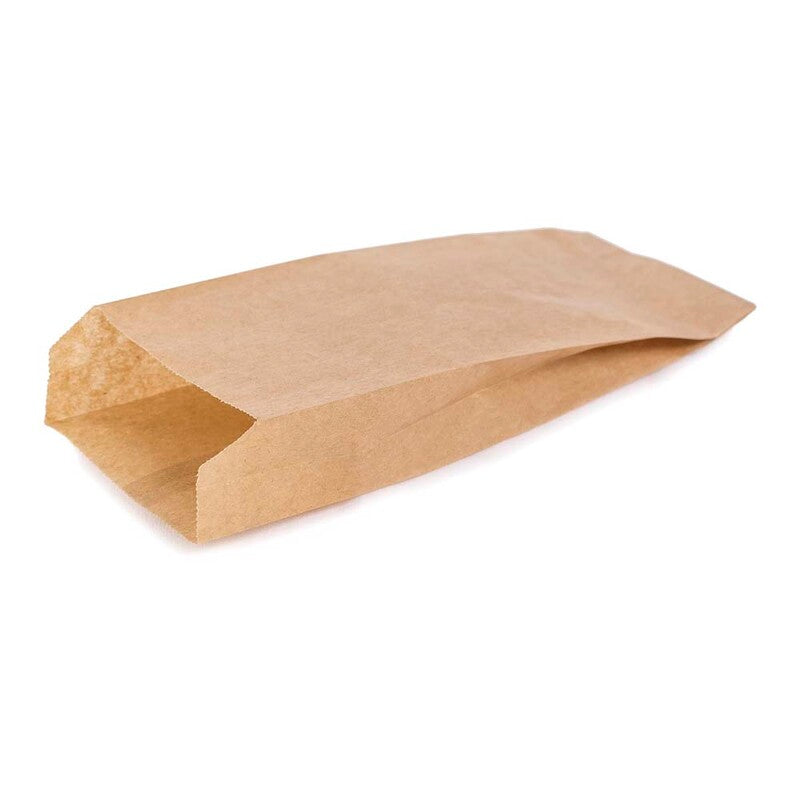 Fransk hotdog pose, 70 x 180 mm, flat bag, Papir, brun, pakke a 1000 stk, Fødevaregodkendt