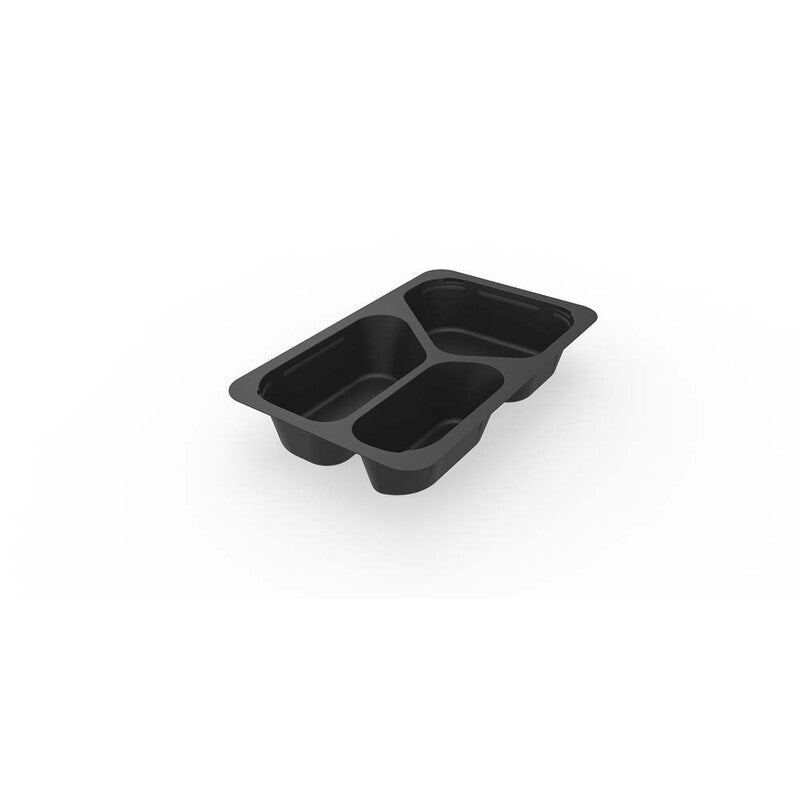 Plastbakke, Duni, 3-rums, 1090 ml, 162x265x45mm, PP, sort, karton a 225 stk