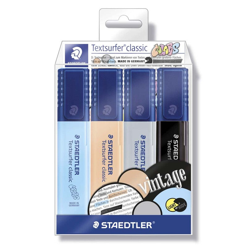 Tekstmarker, Staedtler Textsurfer, 364 CWP4, 1-5MM, Skrå spids, assorteret, Sæt med 4 stk