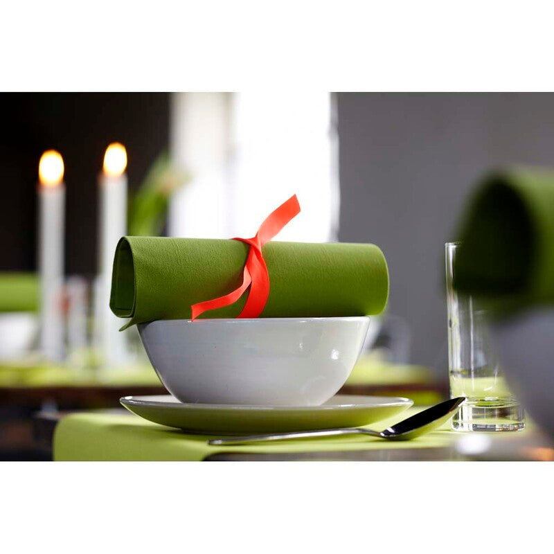 Middagsserviet, Duni, Dunilin, 1/4-fold, 1 lag, tissue, leaf green, 400mmx400mm, pakke med 45 stk