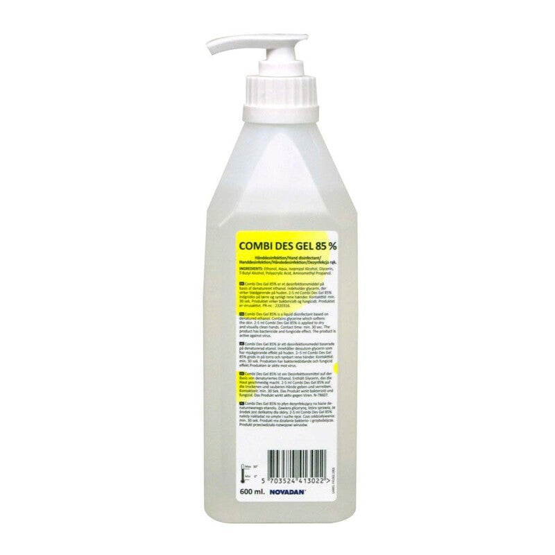 Hånddesinfektion, Novadan, Combi des, 85% Gel pumpeflaske, 600 ml
