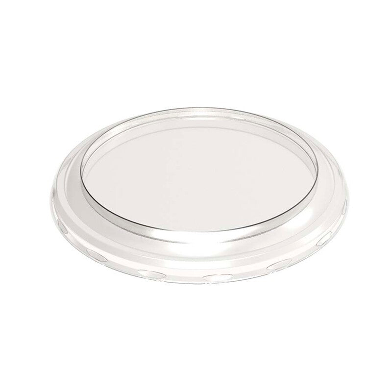 Låg t/plastbakke, Færch, K 5123-2, Rund, Ø 127, højde 12, vægt: 108, PET, transparent, karton a 684 stk, Fødevaregodkendt
