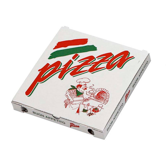 Pizzaæske, 300x300x30mm, Bølgepap, hvid, Flourfri, pakke a 100 stk