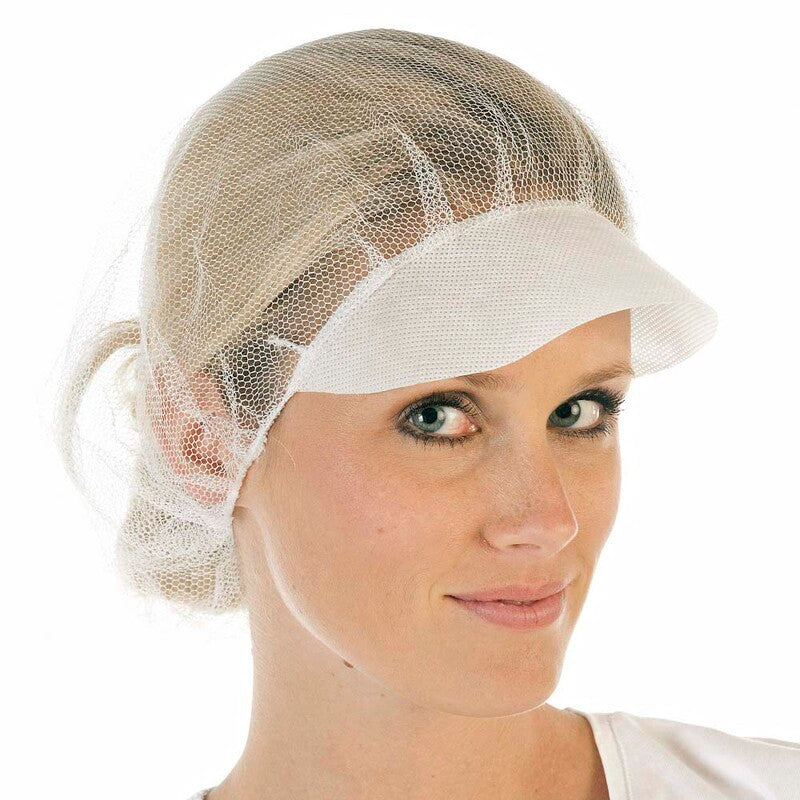 Engangs hårnet, Peaked Bouffant caps, Non-woven, hvid, pakke a 1000 stk