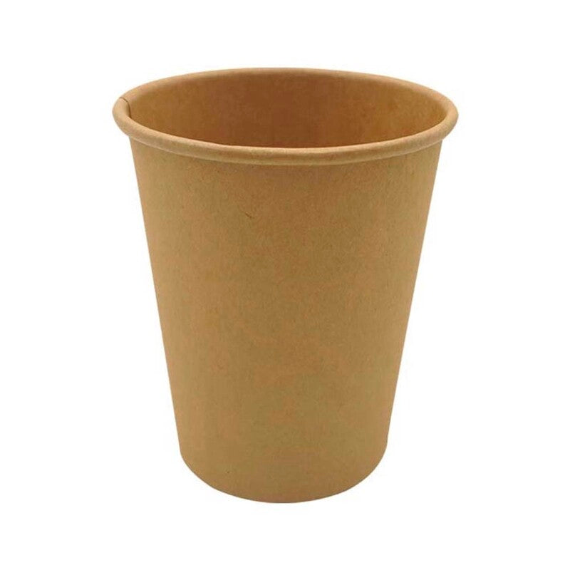 Kaffebæger, Papir + PE, brun, 8oz/240ml, karton a 1000 stk, Single wall, Fødevaregodkendt