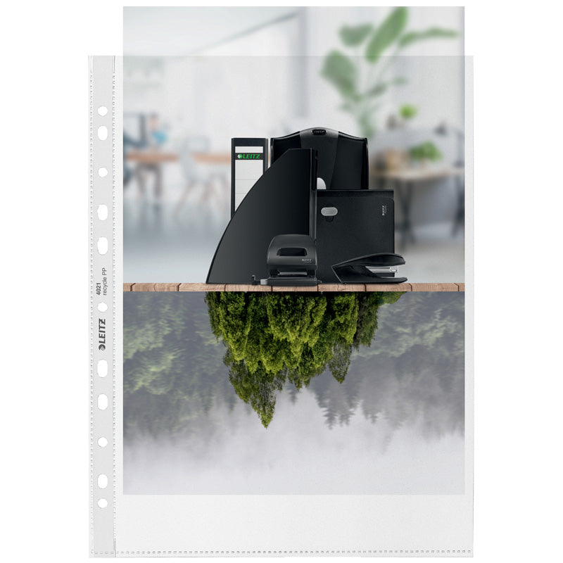 Plastlomme, Leitz Recycle, transparent, MAXI, 100µm, 210x297mm, plastik, pakke a 25 stk