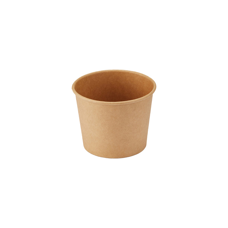 Pap container, 350 ml, Rund, Ø 96, højde 82, Kraft, brun, 12 oz, pakke a 250 stk, Fødevaregodkendt