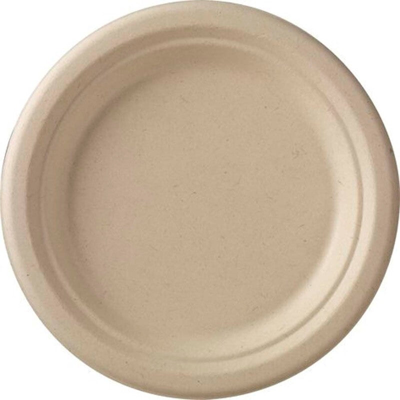 Tallerken middag, Rund, indvendig diameter 260.0 mm, biobaseret, brun, Bagasse, pakke a 50 stk, kasse med 10 pakker, palle a 16 kartoner