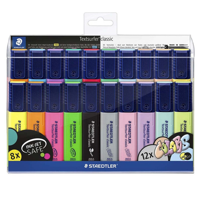 Tekstmarker, Staedtler Textsurfer, 364 WP20, 1-5MM, Skrå spids, assorteret, sæt af 20 stk