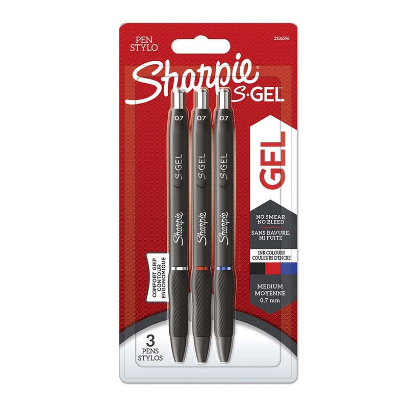 Gelpen, Sharpie S-Gel, S-Gel, 0,7MM, assorteret, sæt med 3 dele