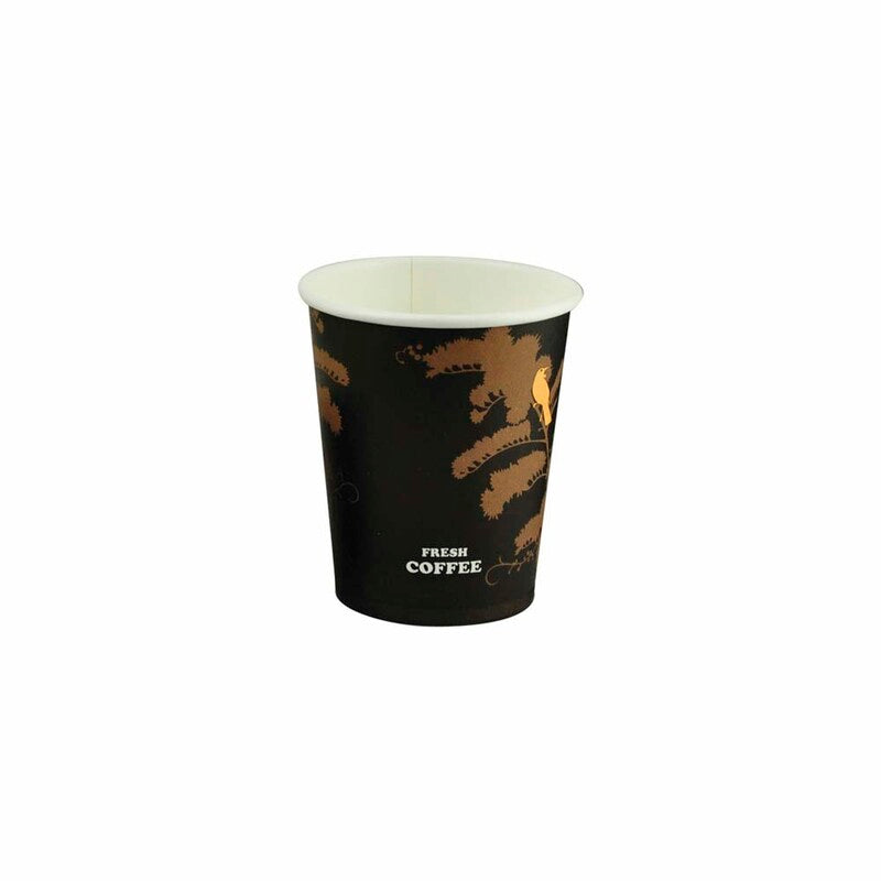 Kaffebæger, Papir + PE, brun, 8oz/240ml, karton a 1000 stk, Single wall, Fødevaregodkendt
