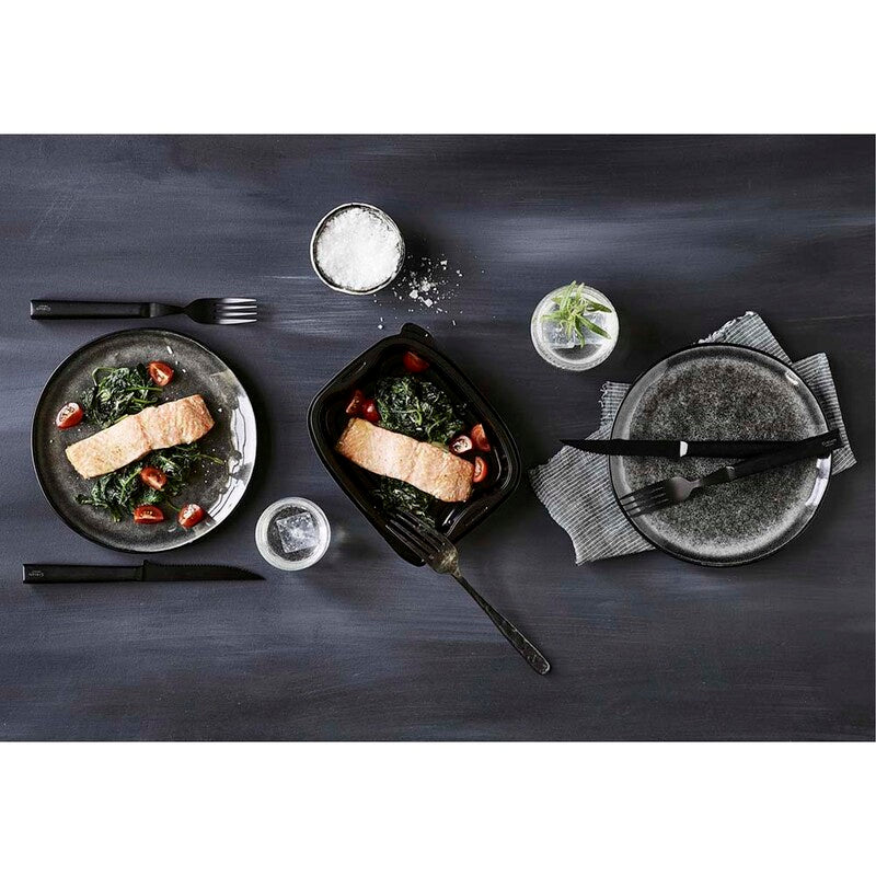 Plastbakke, Plus Pack Bistro, 1-rums, Rektangulær, 700 ml, 190x155x41mm, PP, sort, karton a 300 stk