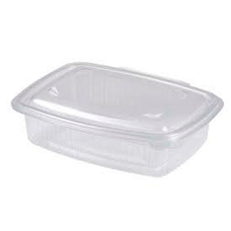 Plastbakke, m/hængslet låg, 2000 ml, 233x178x81mm, PP, transparent, karton a 200 stk