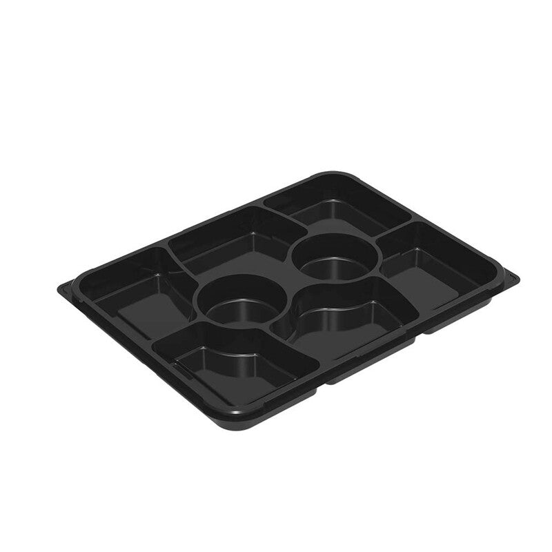 Plastbakke, 8-rums, 345x265x30mm, A-PET, sort, Tapas, karton a 160 stk