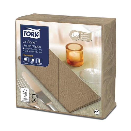 Middagsservietter, Tork, Linstyle, 1/8-Fold, 1 lag, kiks, 390mmx390mm, pakke a 50 stk, FSC Mix Credit