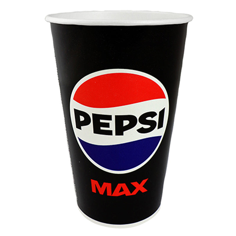 Drikkebæger, 500 ml, Papir + PE, sort/hvid, Pepsi Max, karton a 800 stk, Fødevaregodkendt