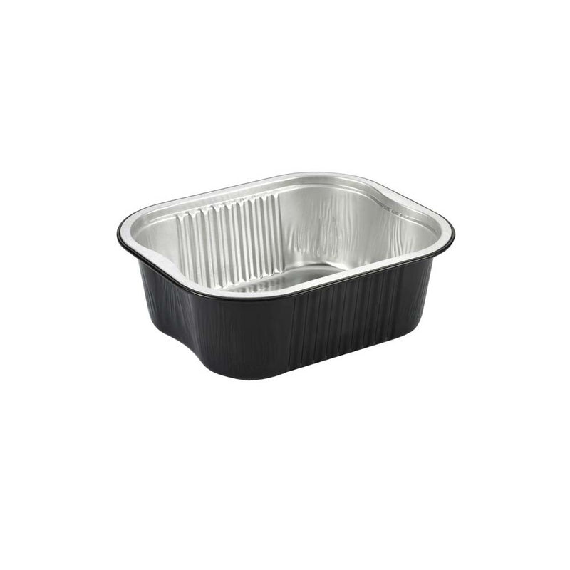 Foliebakke, Plus Pack Ready2Cook, Rektangulær, 579 ml, 148x124x50mm, aluminium, sort, karton a 600 stk