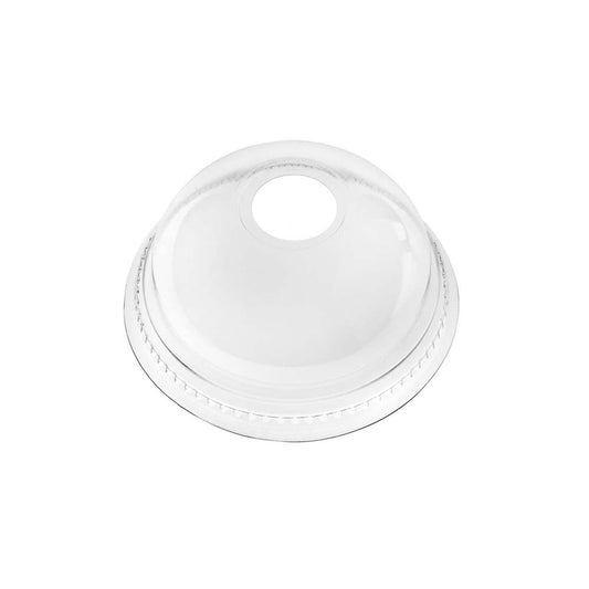 Låg t/plastglas, udvendig diameter: 78 mm, RPET, transparent, Dome with hole, pose a 2500 stk, Rpet, Fødevaregodkendt