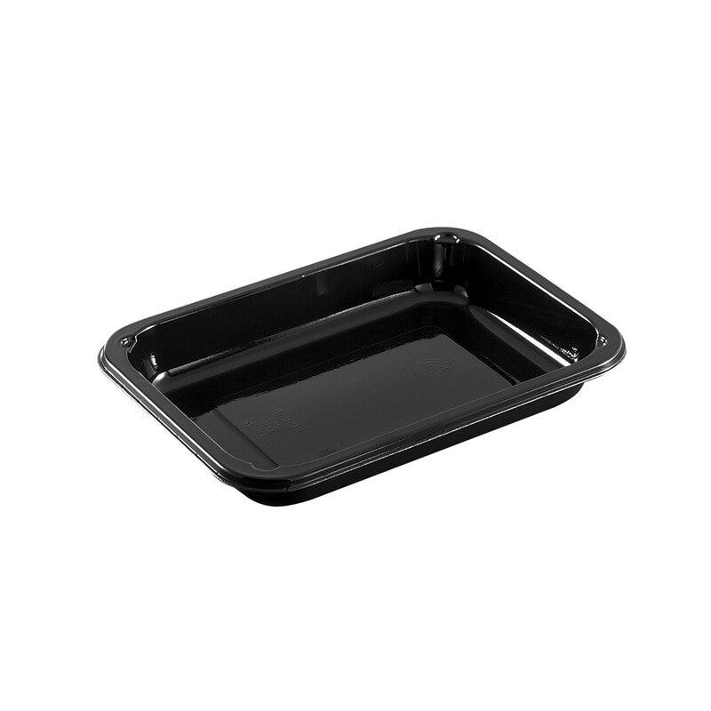 Plastbakke, Færch, C 2187-1C, 1-rums, Rektangulær, 470 ml, 137x187x27mm, C-PET, sort, t/ovn & microovn, karton a 720 stk