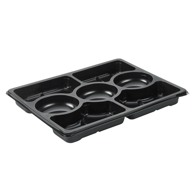 Plastbakke, Plus Pack Zen, 7-rums, Rektangulær, 310x250x33mm, PET, sort, pakke a 60 stk