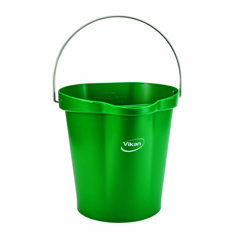 Spand, Vikan, med håndtag, 12 l, grøn/aluminium, 320mmx320mm x 320mm