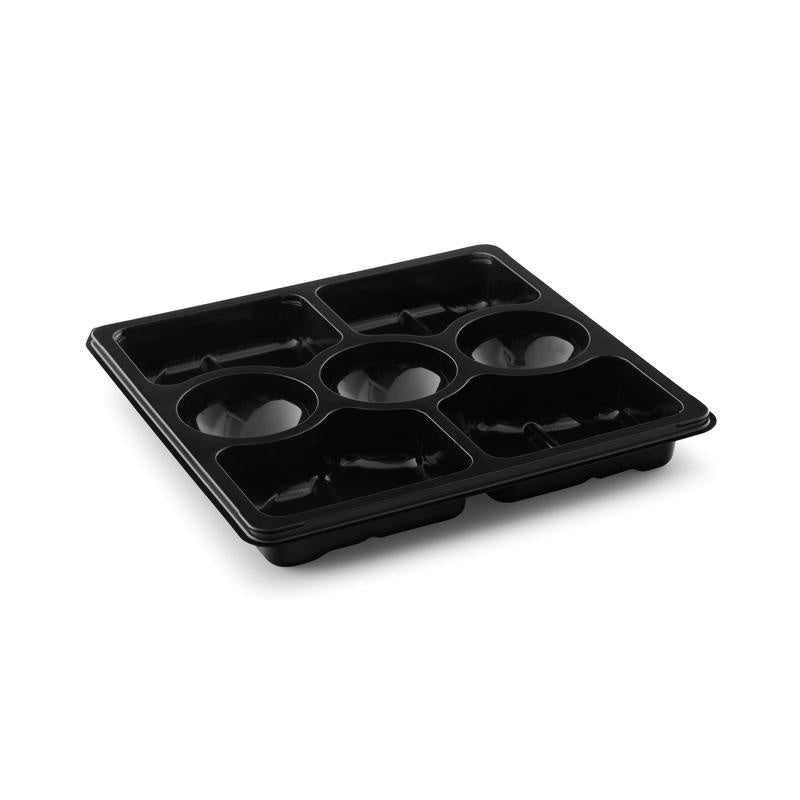 Plastbakke, Plus Pack Zen, 7-rums, Firkantet, 250x250x33mm, PET, sort, pakke a 60 stk